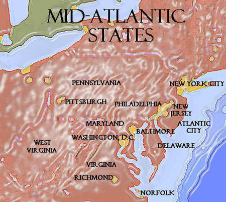 Mid Atlantic States Map